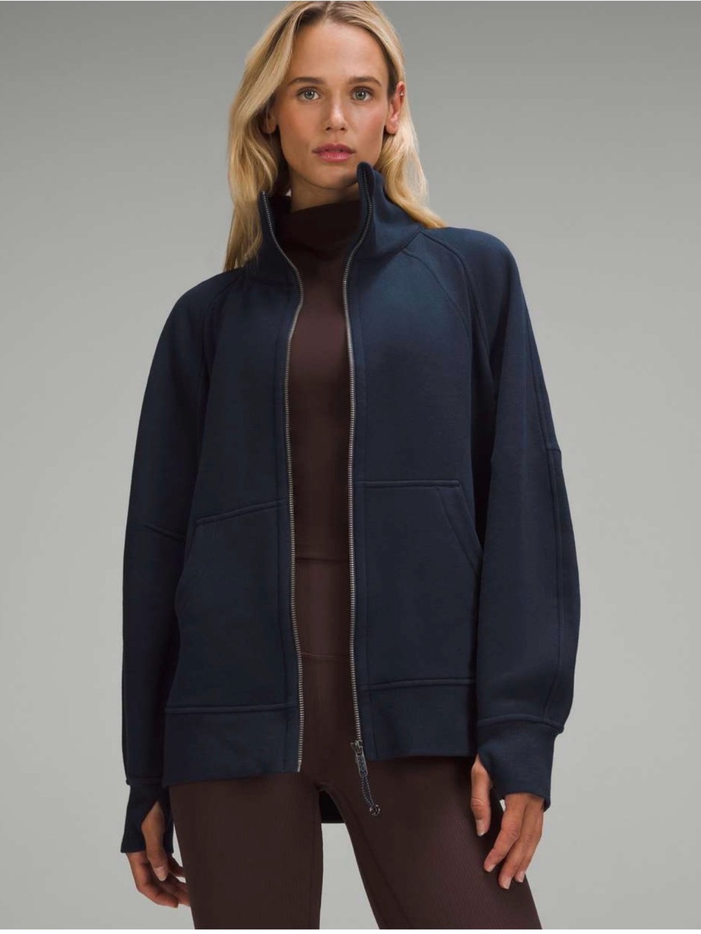 Lululemon Scuba Oversized Funnel Neck Full Zip *Long Sweatshirt in True Navy M/L